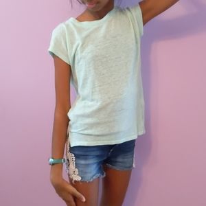 Light green sheer top with netting